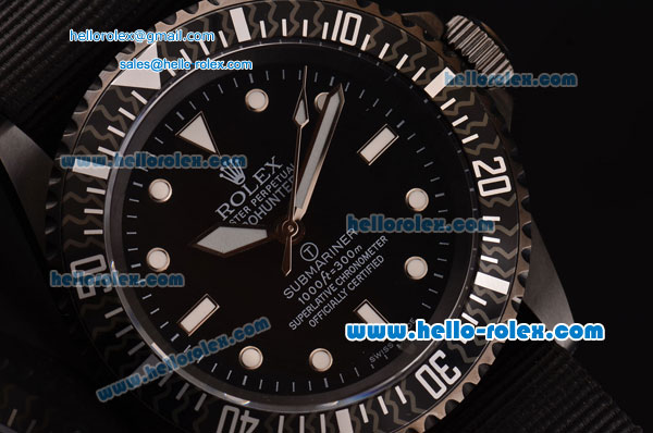 Rolex Pro-Hunter Submariner Swiss ETA 2836 Automatic PVD Case with Black Nylon Strap Black Dial - Click Image to Close